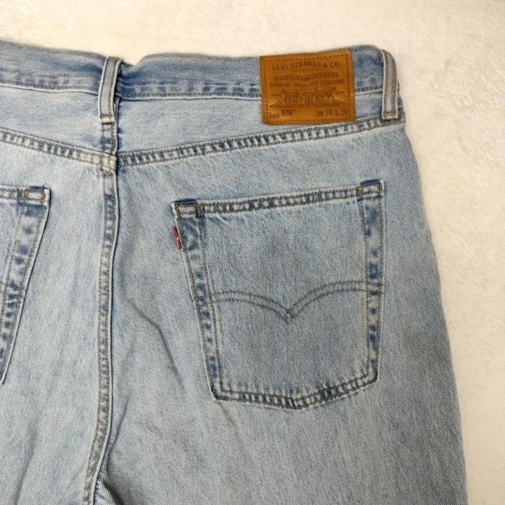 Levis 578 Jeans Mens 36x30 Blue Light Relaxed Premium Baggy Loose Distressed